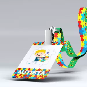 Kit Identificação Autismo: Crachá +Cordão